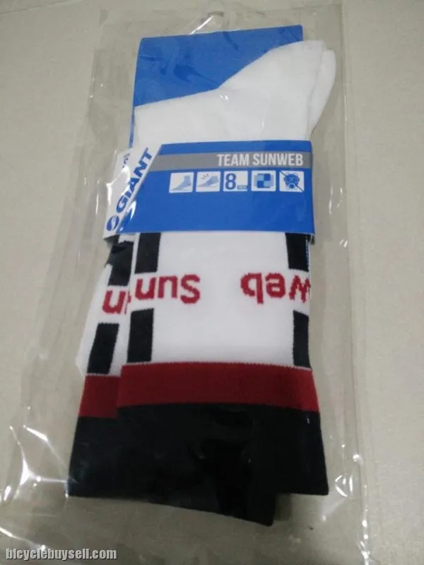 TEAM GIANT SUNWEB CYCLING SOCKS 8 INCH WHITE - MADE IN KOREA FOR MEN