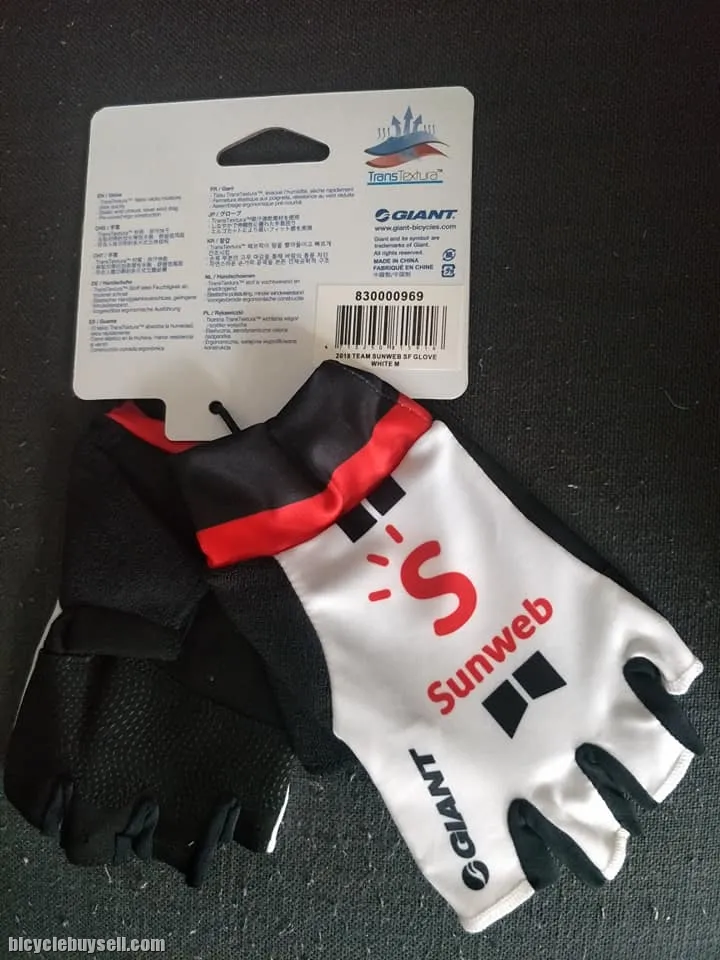 2018 Team Sunweb Cycling Gloves - Half Finger White TDF Edition Replica
