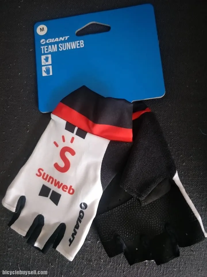 2018 Team Sunweb Cycling Gloves - Half Finger White TDF Edition Replica