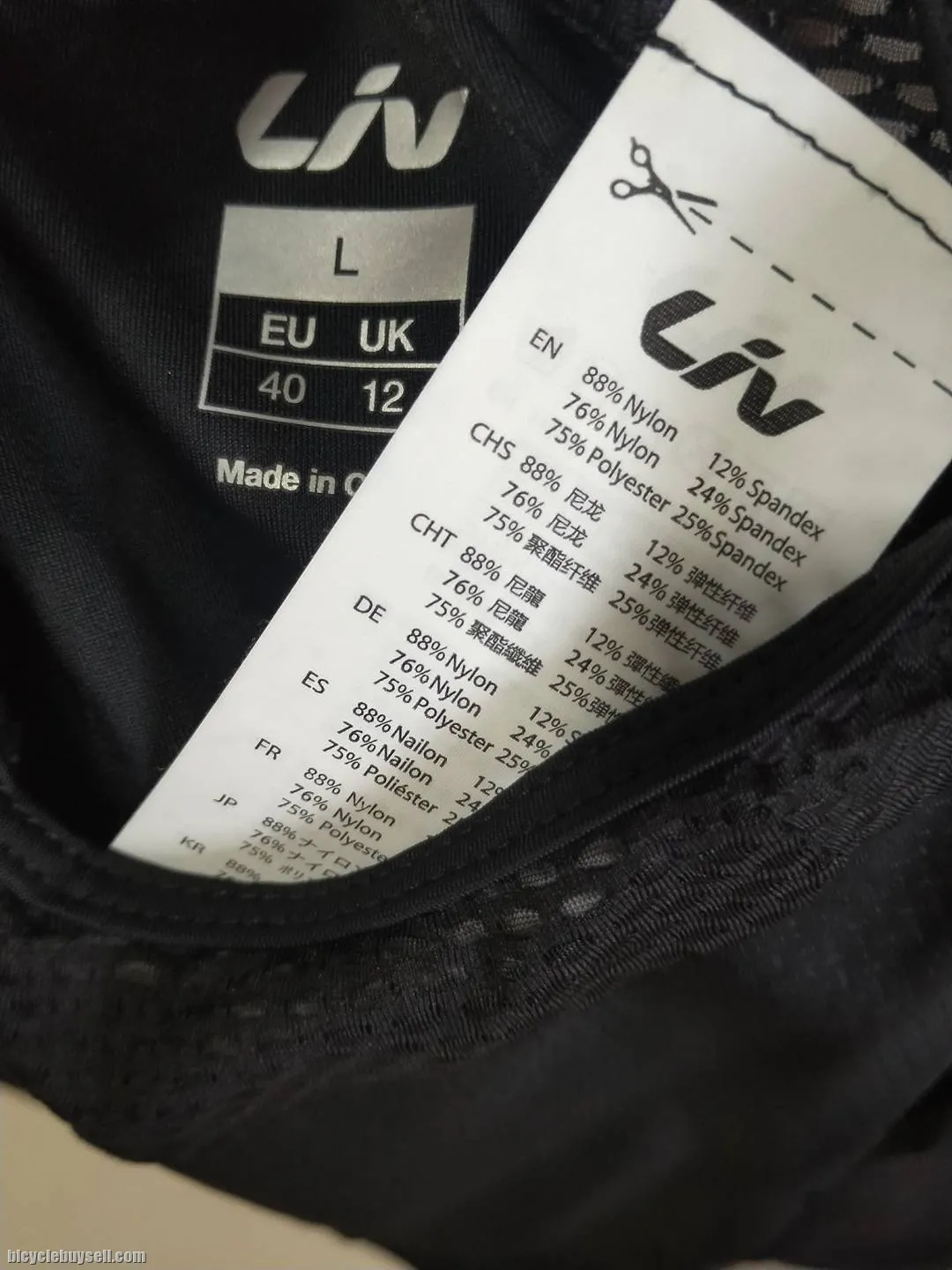 LIV by Giant Cycling Bib Black with mesh strap Cool Feel Easy Matching