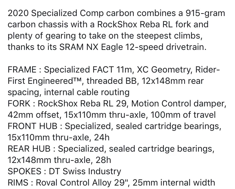 SOLD Specialized Epic Hardtail