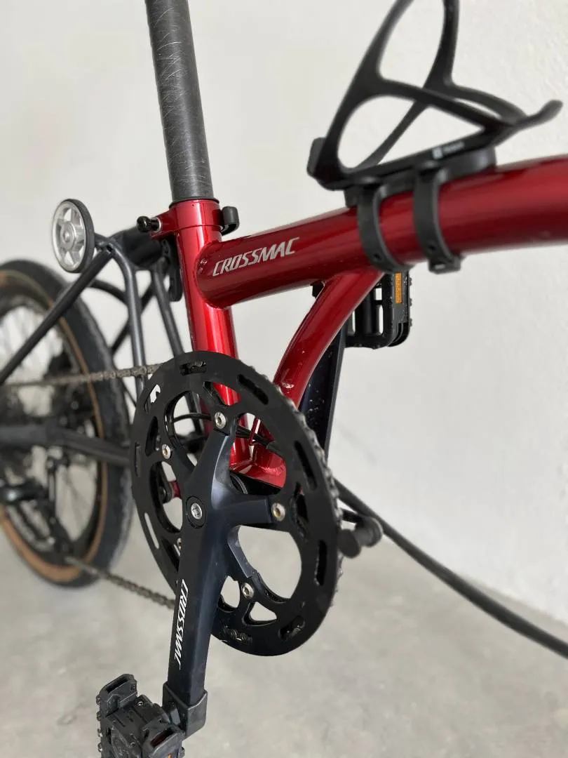 Crossmac AEIOU 12345 9 speed trifold folding foldies bike camp element pikes 3 sixty brompton red