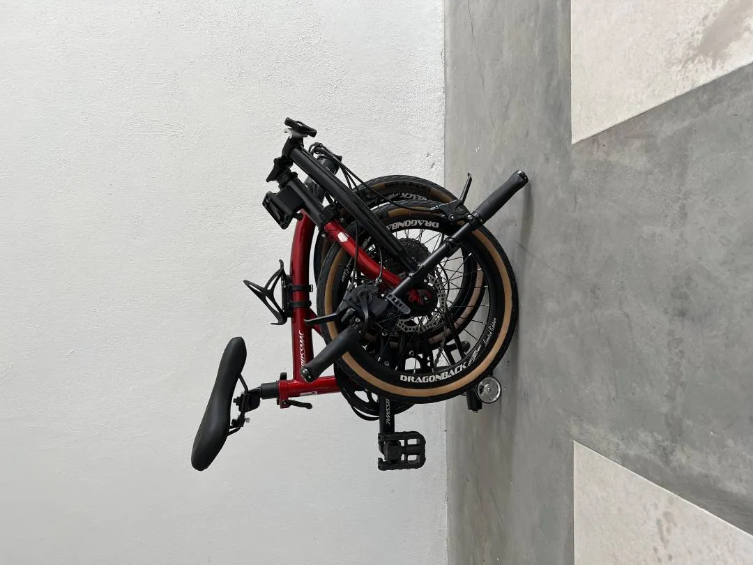 Crossmac AEIOU 12345 9 speed trifold folding foldies bike camp element pikes 3 sixty brompton red