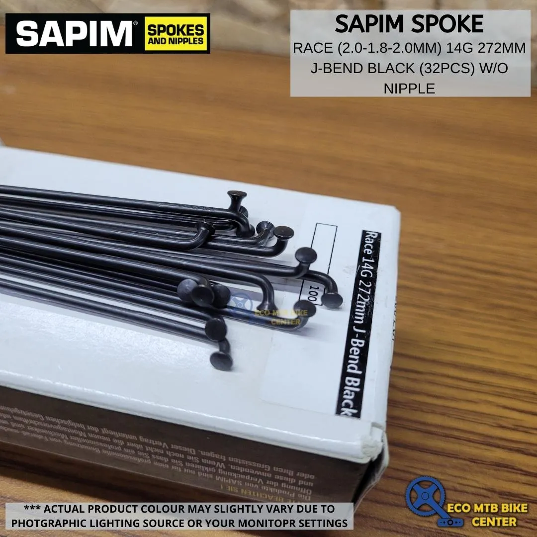 SAPIM Spoke Race 272/273/290/292/293/294mm  2.0-1.8-2.0mm 14g J Bend Black (32pcs w/o nipple)