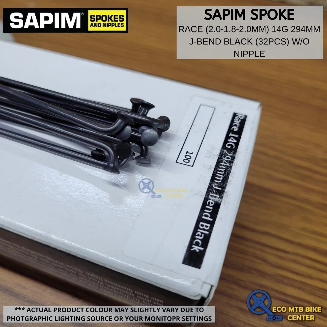 SAPIM Spoke Race 272/273/290/292/293/294mm  2.0-1.8-2.0mm 14g J Bend Black (32pcs w/o nipple)
