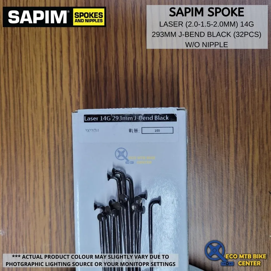 SAPIM Spoke Laser 14G 292mm/293mm 2.0-1.5-2.0 J-Bend Black (32pcs w/o Nipple)