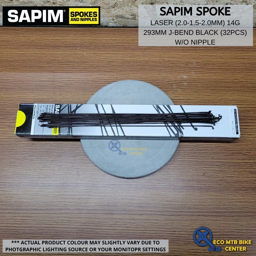SAPIM Spoke Laser 14G 292mm/293mm 2.0-1.5-2.0 J-Bend Black (32pcs w/o Nipple)