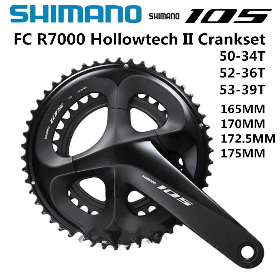 Shimano 105 FC-R7000 Crankset  53-39 52-36 50-34 Black Silver 165mm 170mm 172.5mm 175mm R7000