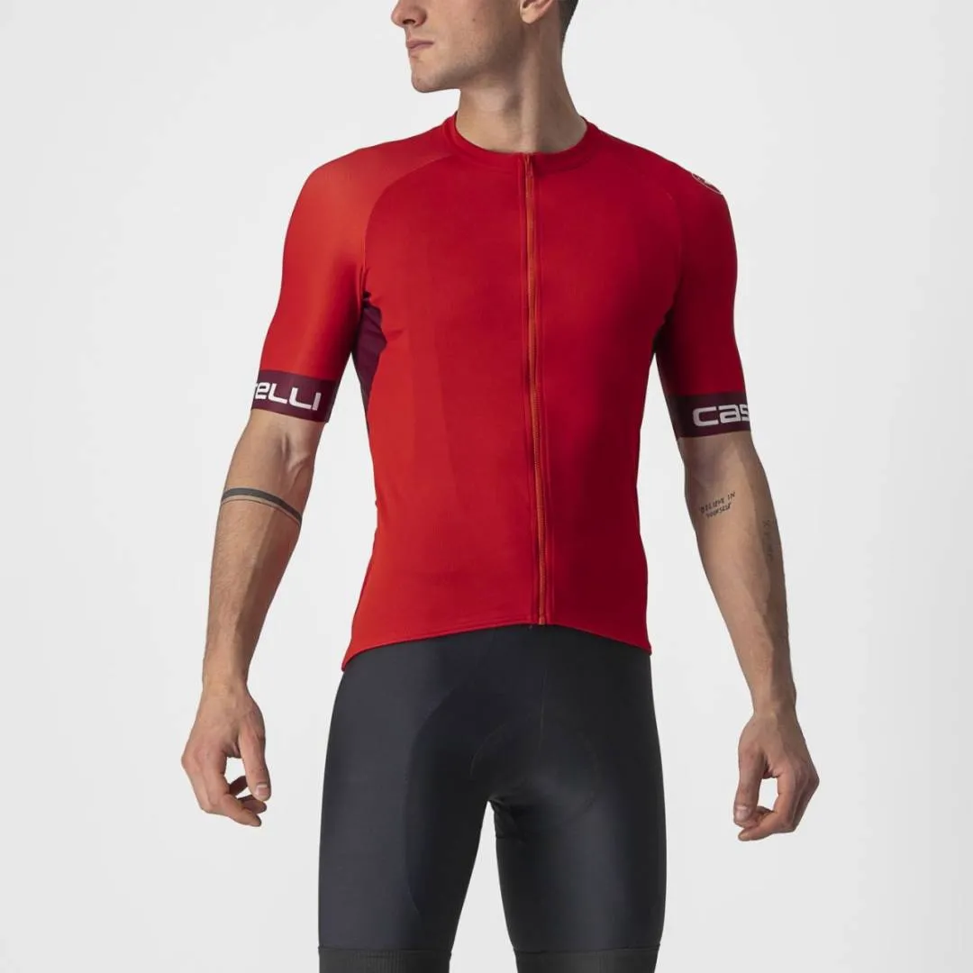 CASTELLI ENTRATA VI SHORT SLEEVE JERSEY - RED/BORDEAUX/ IVORY AUTHENTIC