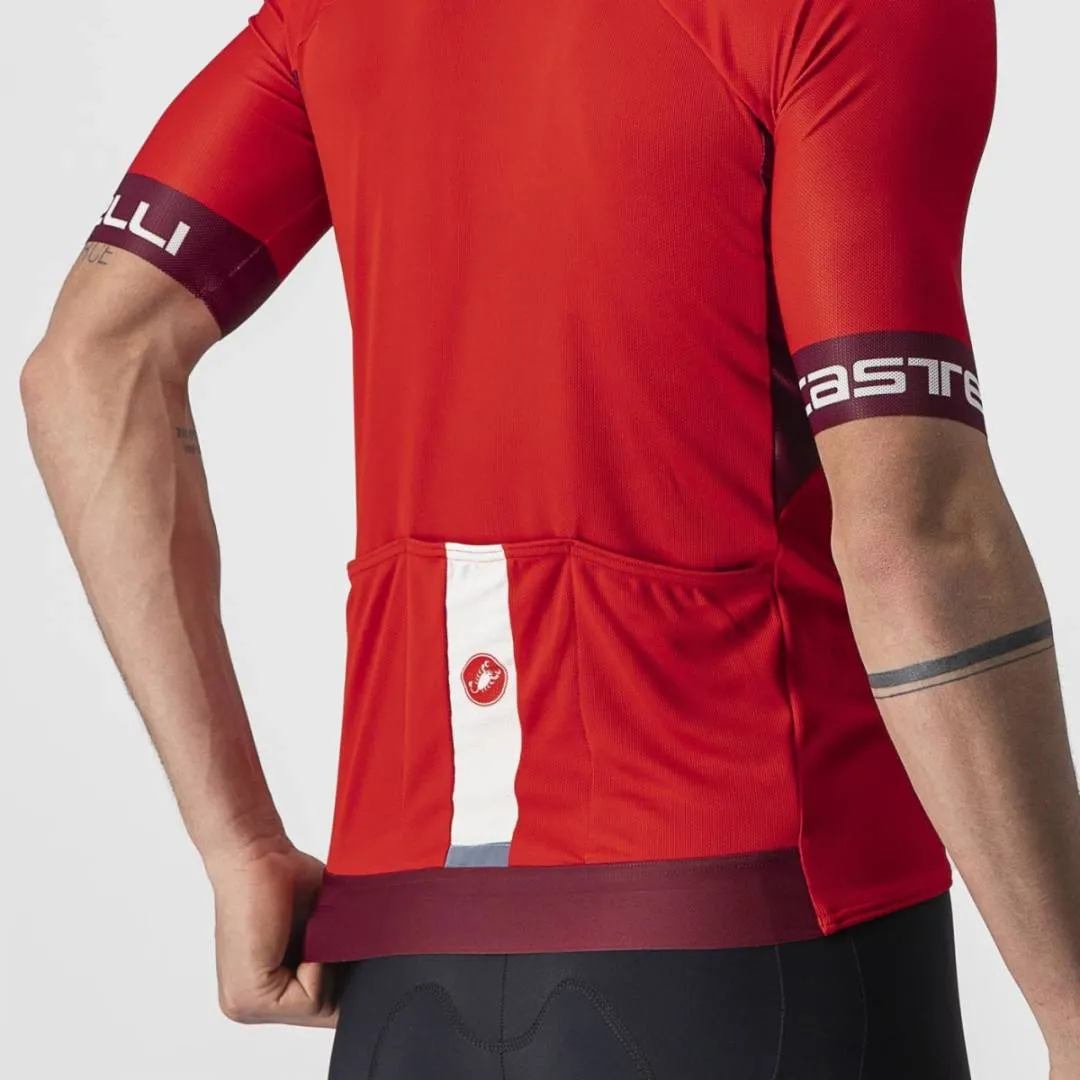 CASTELLI ENTRATA VI SHORT SLEEVE JERSEY - RED/BORDEAUX/ IVORY AUTHENTIC