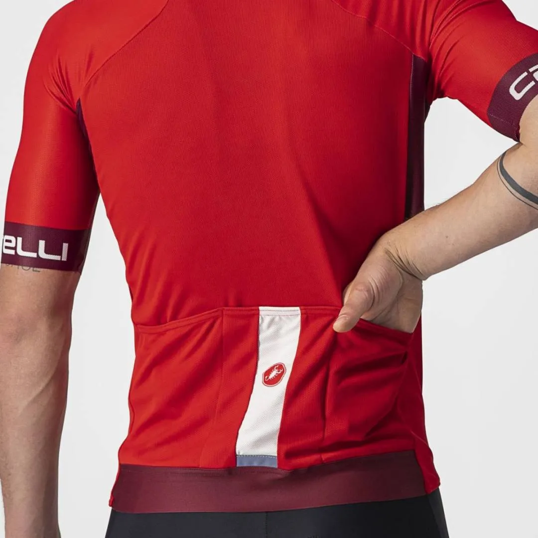 CASTELLI ENTRATA VI SHORT SLEEVE JERSEY - RED/BORDEAUX/ IVORY AUTHENTIC