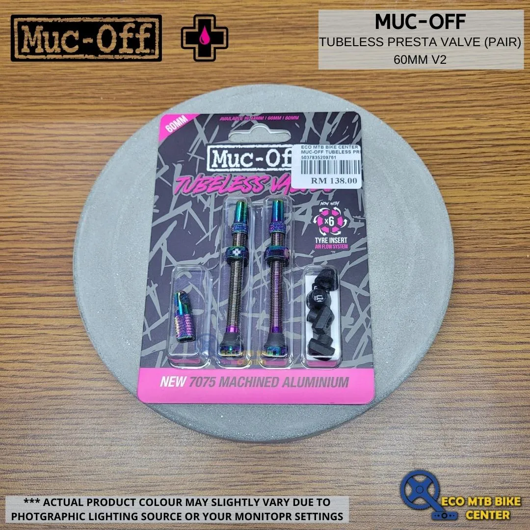 MUC-OFF Tubeless Presta Valve (Pair) 44mm/60mm v2