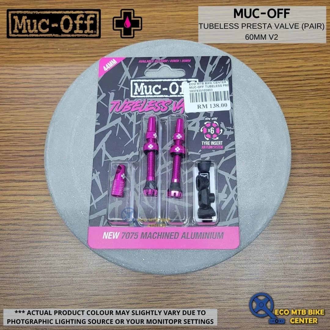 MUC-OFF Tubeless Presta Valve (Pair) 44mm/60mm v2