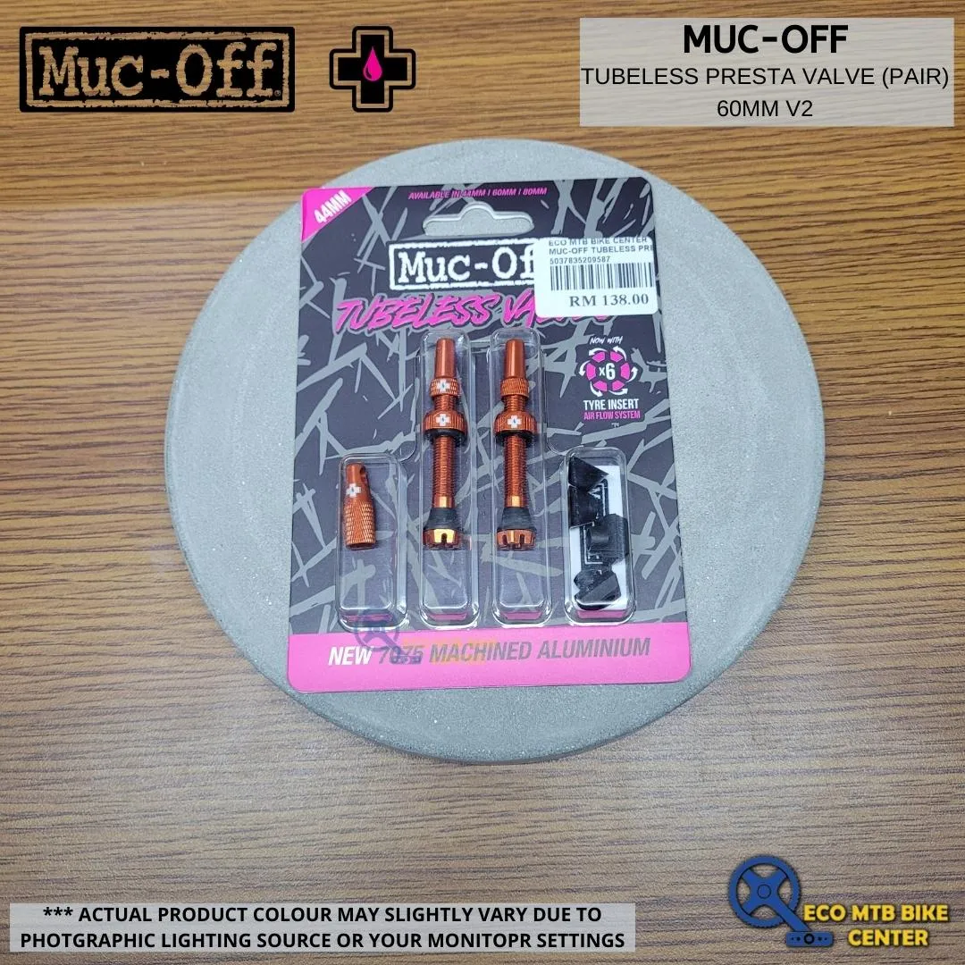 MUC-OFF Tubeless Presta Valve (Pair) 44mm/60mm v2