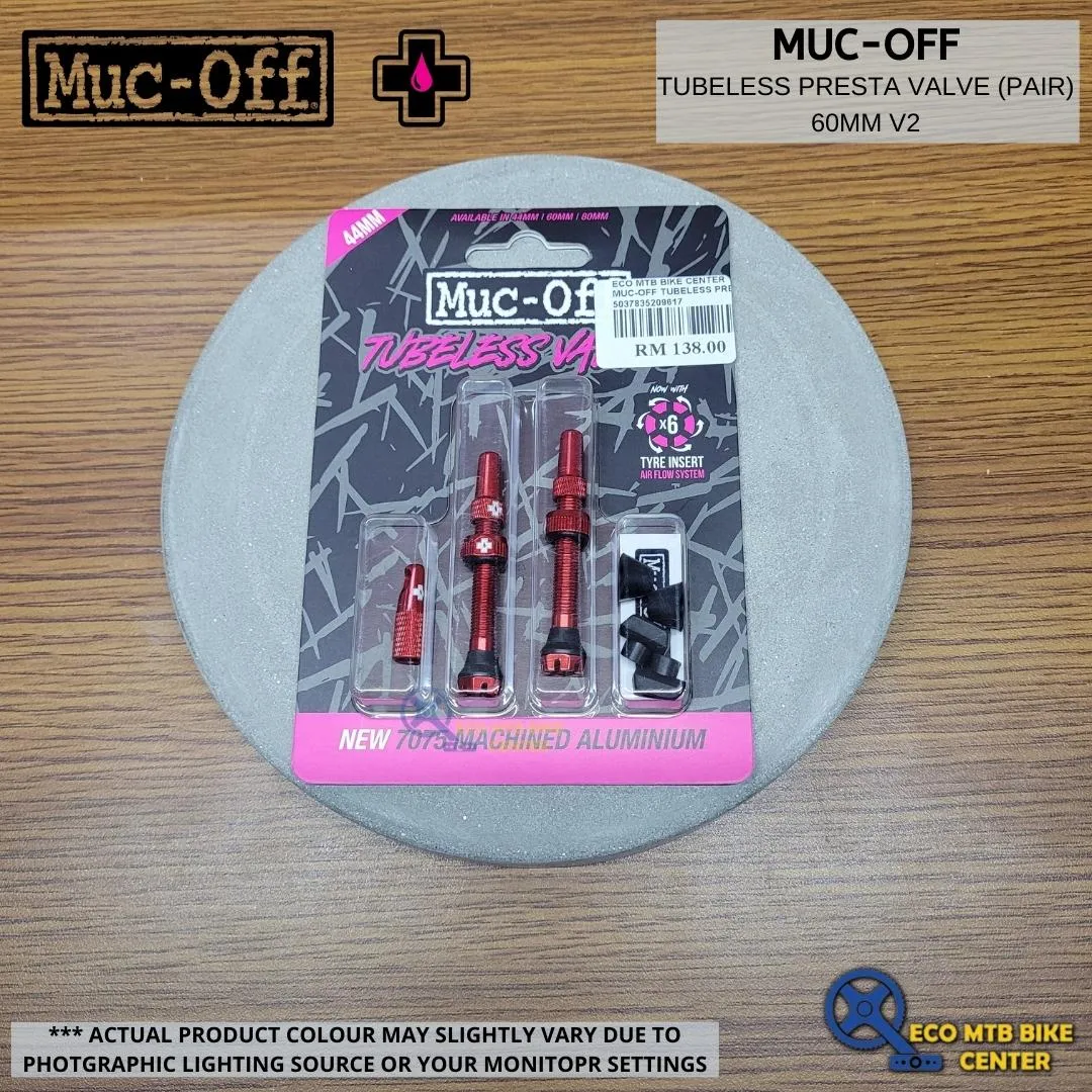 MUC-OFF Tubeless Presta Valve (Pair) 44mm/60mm v2