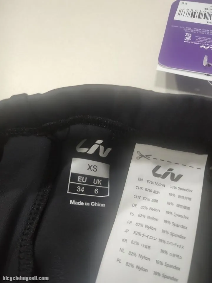 LIV Mossa Series Long Cycling Tights with excellent padding - Black with reflective decals
