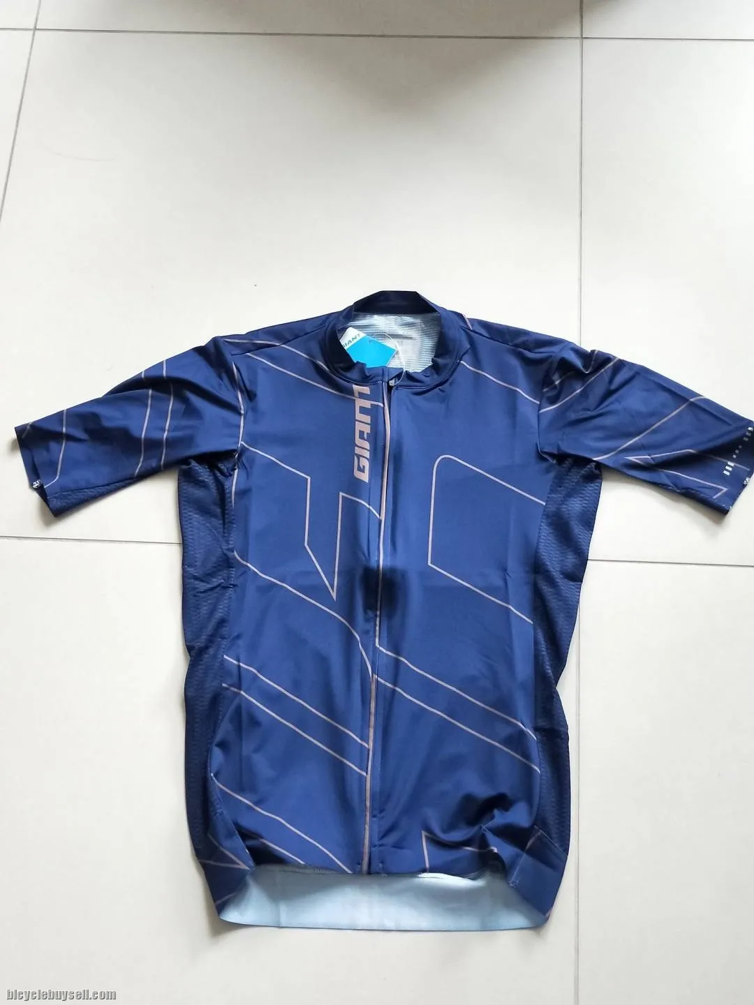 Giant Pro - Gold/Blue Short Sleeves Cycling Jersey Pro Cut