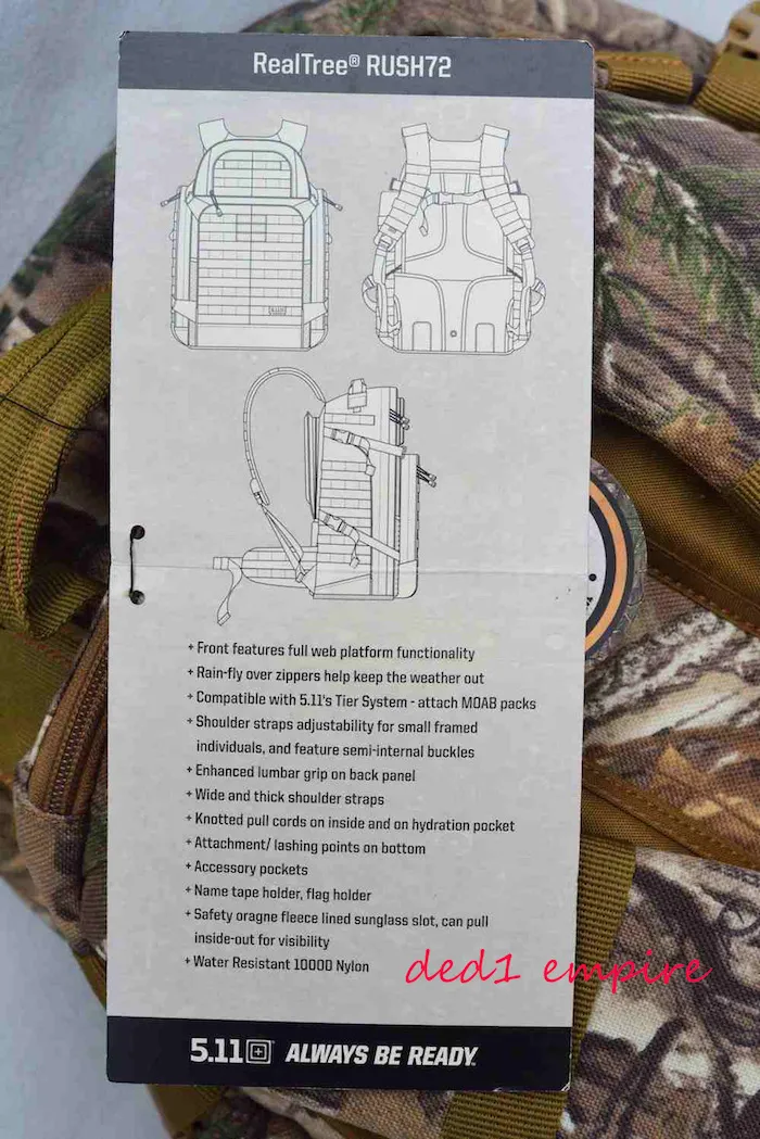 5.11 - beg galas taktikal RUSH72 "REALTREE" (ASLI)