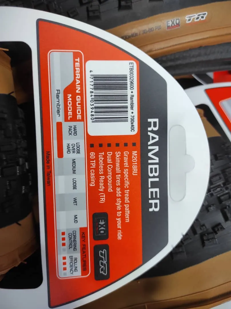 MAXXIS RAMBLER 700X40C TUBELESS READY EXO GRAVEL BIKE TIRES