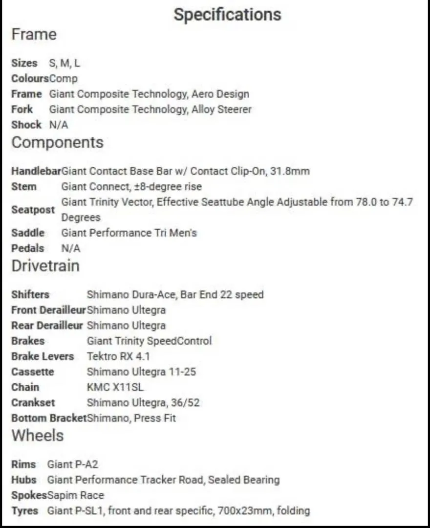 Time Trial Giant Trinity Speedcontrol 2