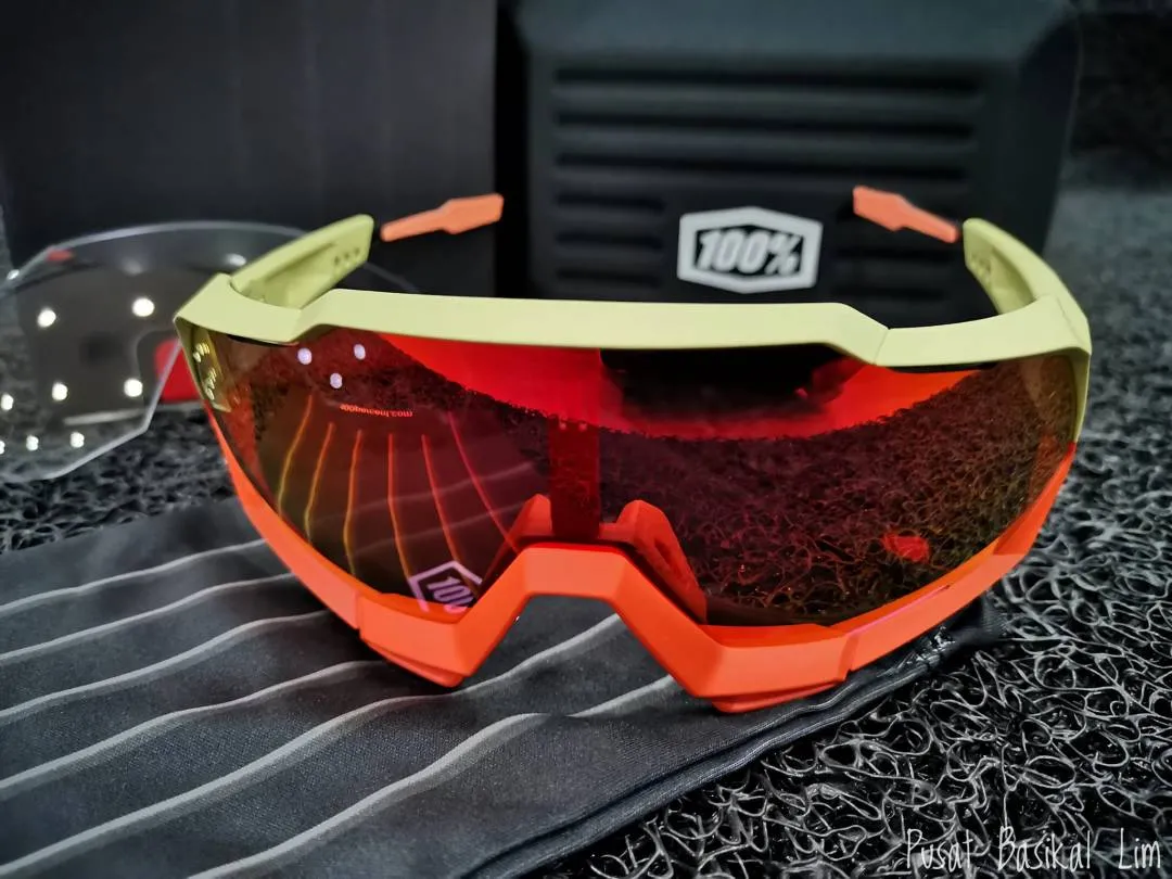 Ride 100% Speedtrap Soft Tact Oxyfire - Hiper Red Multilayer Mirror Lense