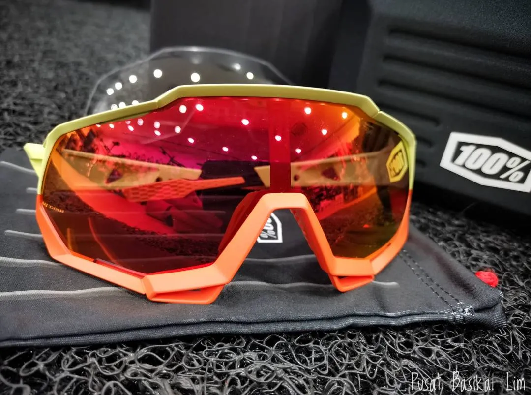 Ride 100% Speedtrap Soft Tact Oxyfire - Hiper Red Multilayer Mirror Lense