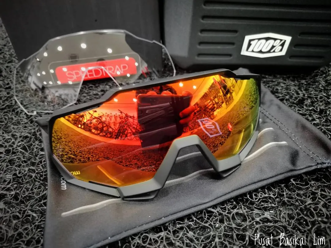 Ride 100% Speedtrap Soft Tact Black - Hiper Red Multilayer Mirror Lens