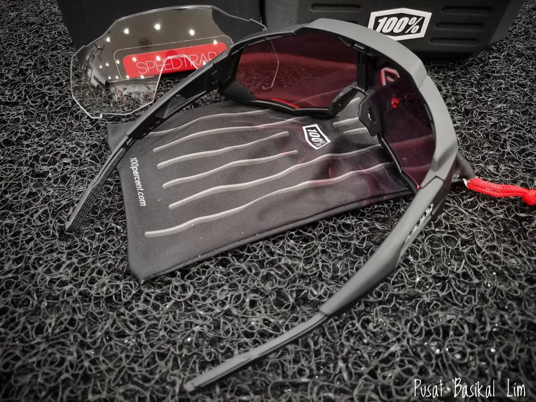 Ride 100% Speedtrap Soft Tact Black - Hiper Red Multilayer Mirror Lens