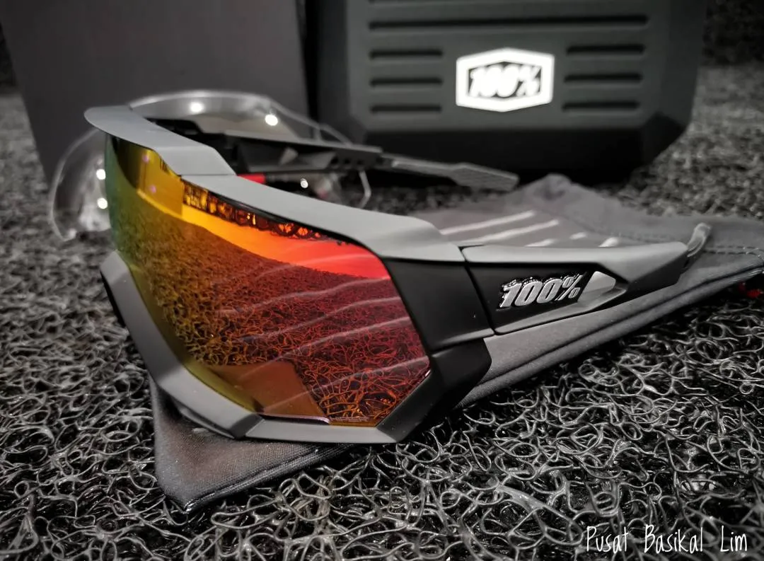 Ride 100% Speedtrap Soft Tact Black - Hiper Red Multilayer Mirror Lens