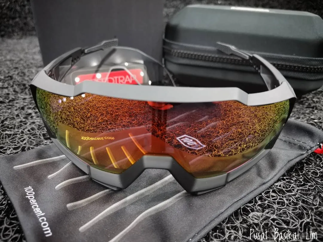 Ride 100% Speedtrap Soft Tact Black - Hiper Red Multilayer Mirror Lens