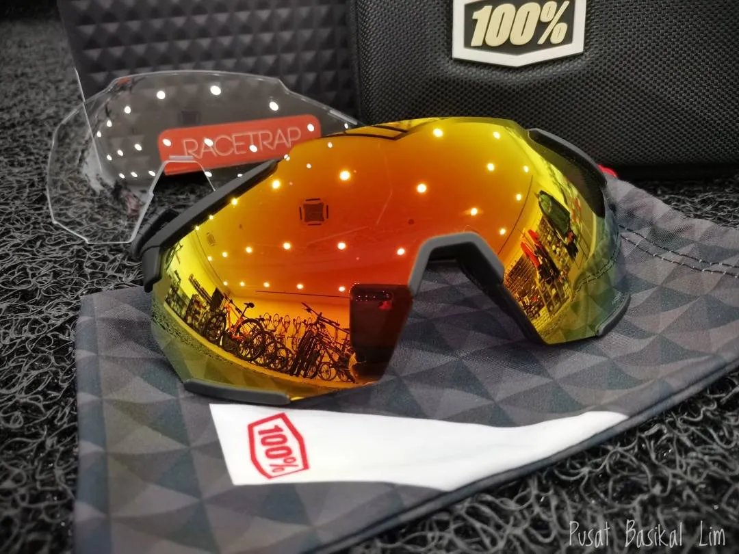 Ride 100% Racetrap Soft Tact Black - Hiper Red Multilayer Mirror Lens
