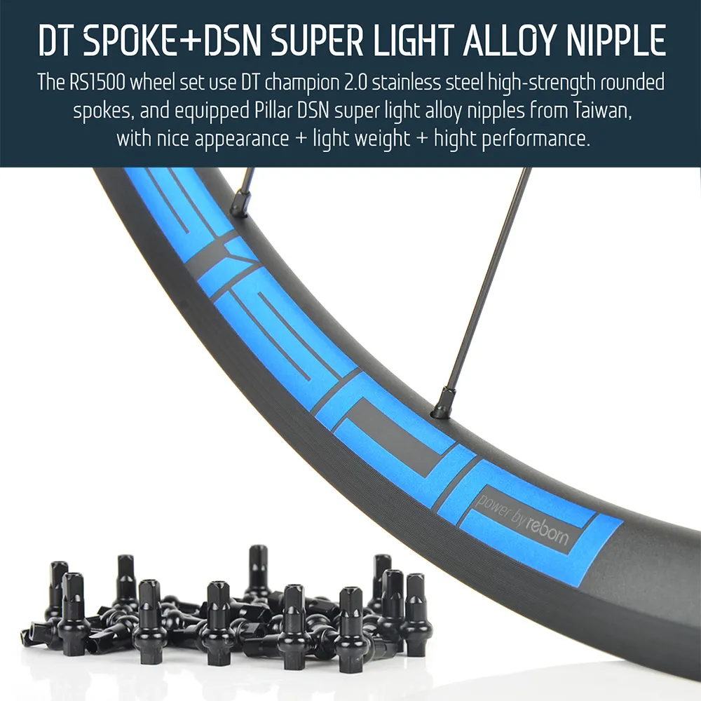 KOOZER RS1500 Aluminium Road Bike Rim 700C 6 Pawls Alloy Wheelset 700x23-32c Tyre DT Champion Tubele