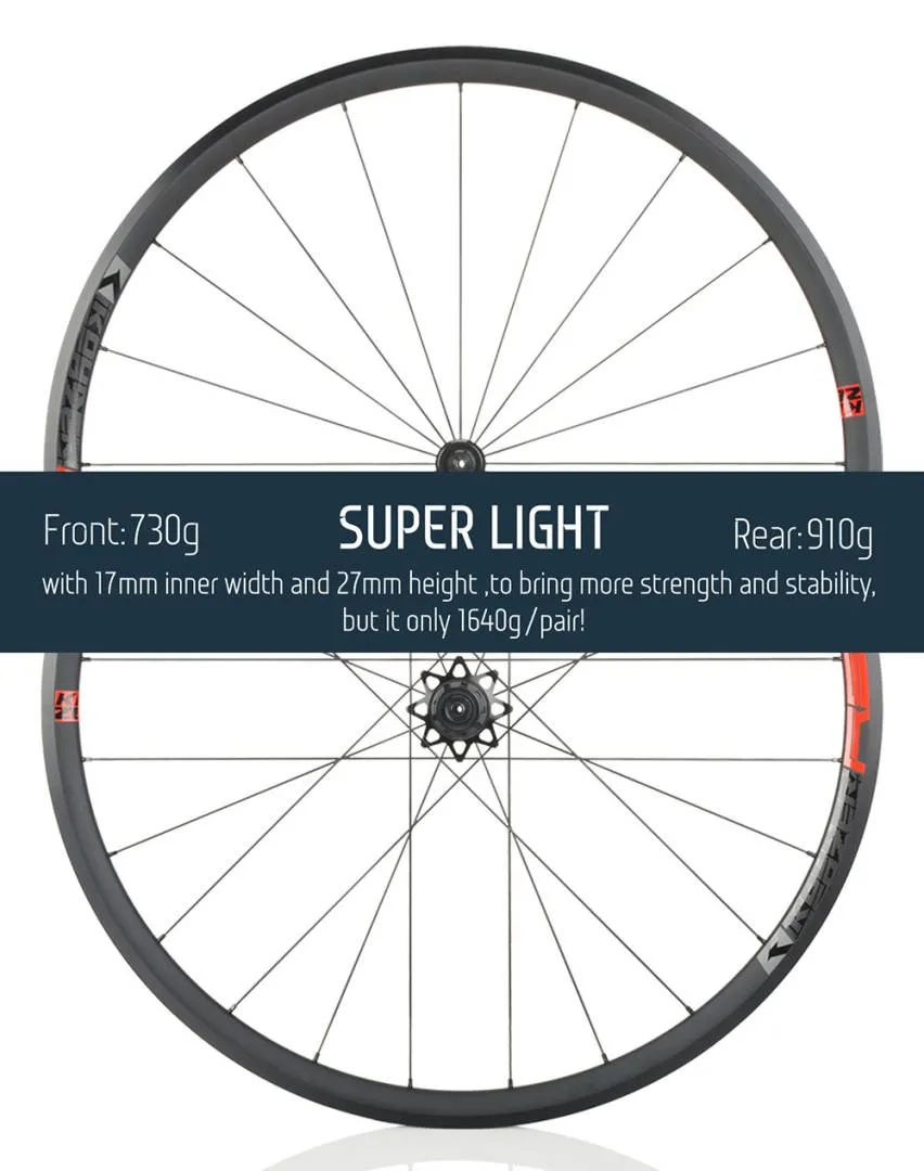 KOOZER RS1500 Aluminium Road Bike Rim 700C 6 Pawls Alloy Wheelset 700x23-32c Tyre DT Champion Tubele