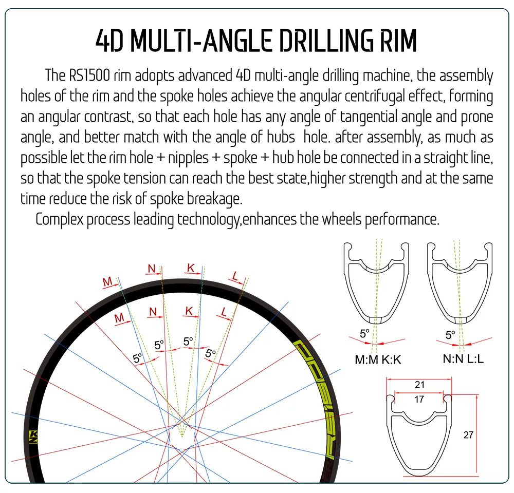 KOOZER RS1500 Aluminium Road Bike Rim 700C 6 Pawls Alloy Wheelset 700x23-32c Tyre DT Champion Tubele