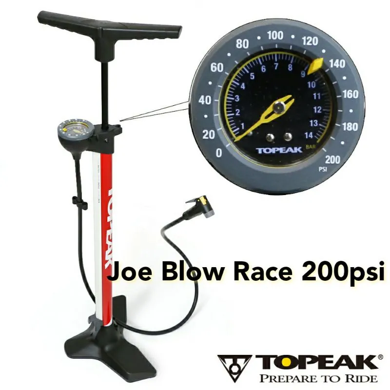 Topeak JoeBlow Race Floor Pump 200psi Road Bike MTB Presta Schrader