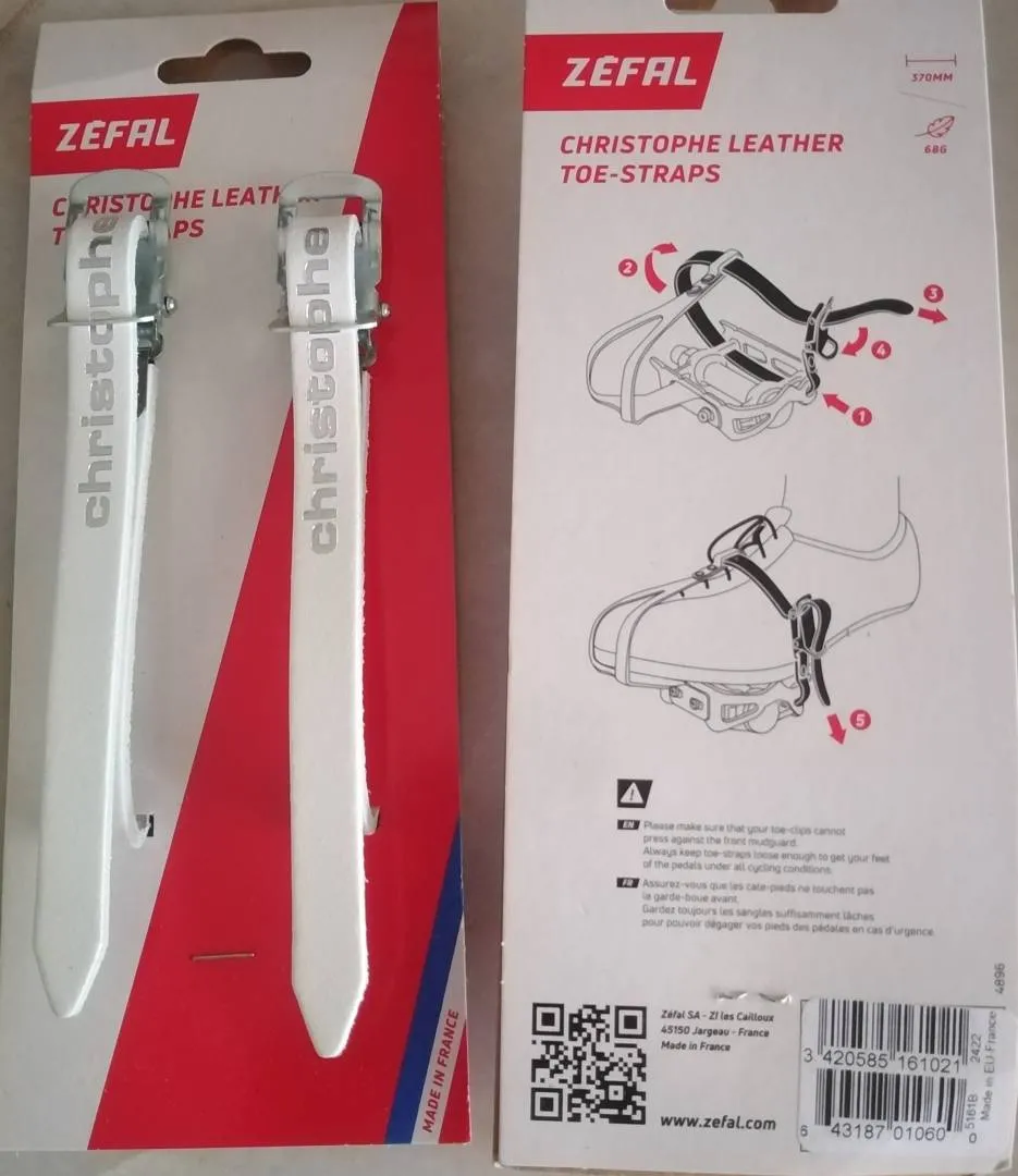 Pedal Leather Strap Zefal Christophe New White