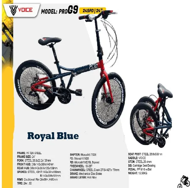 Voice 24 " Steel Folding Bike (24 Speed)(G9)(RoyalBlue)
