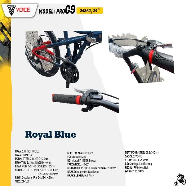 Voice 24 " Steel Folding Bike (24 Speed)(G9)(RoyalBlue)