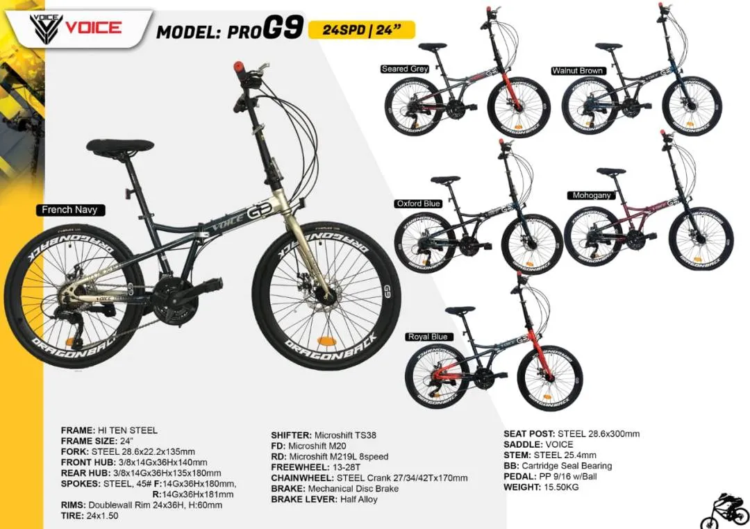 Voice 24 " Steel Folding Bike (24 Speed)(G9)(RoyalBlue)