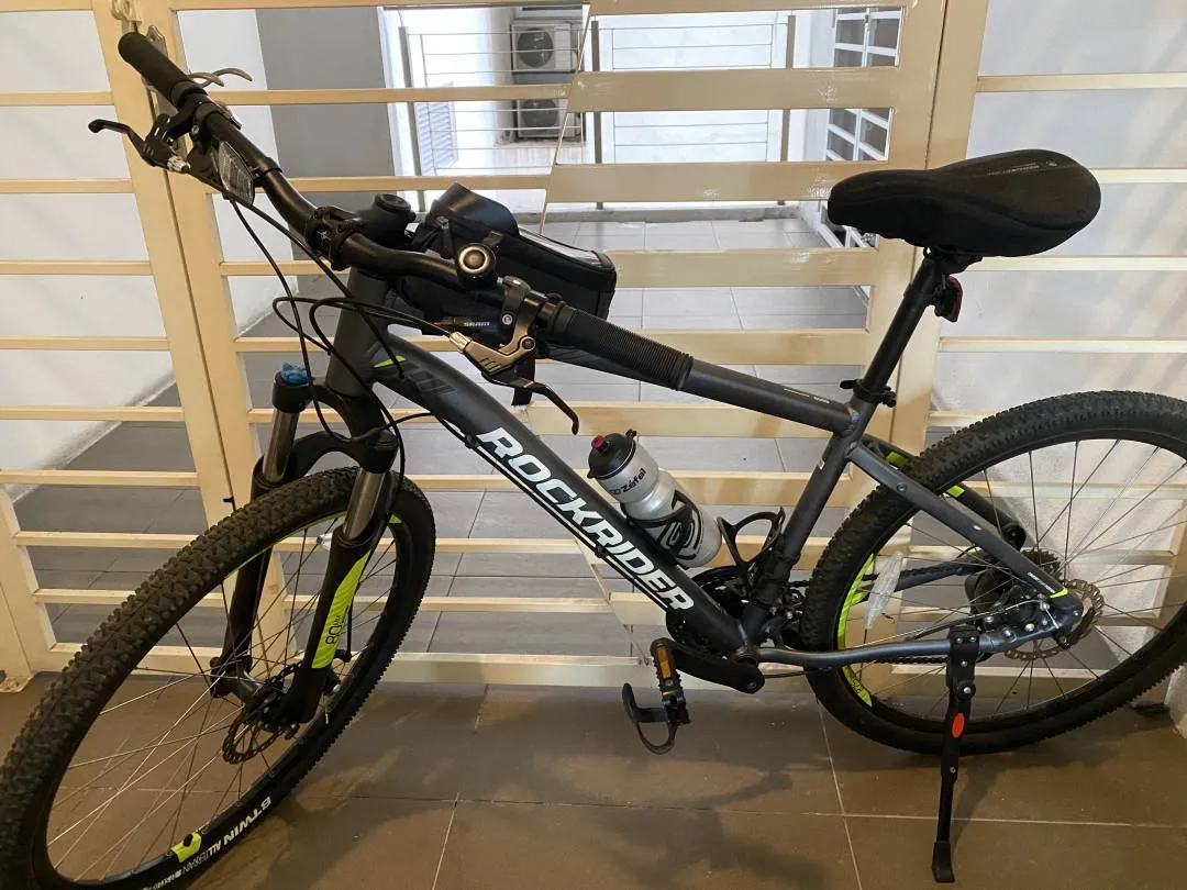 Rockrider 520 bike grey lime cycling bicycle - b'twin