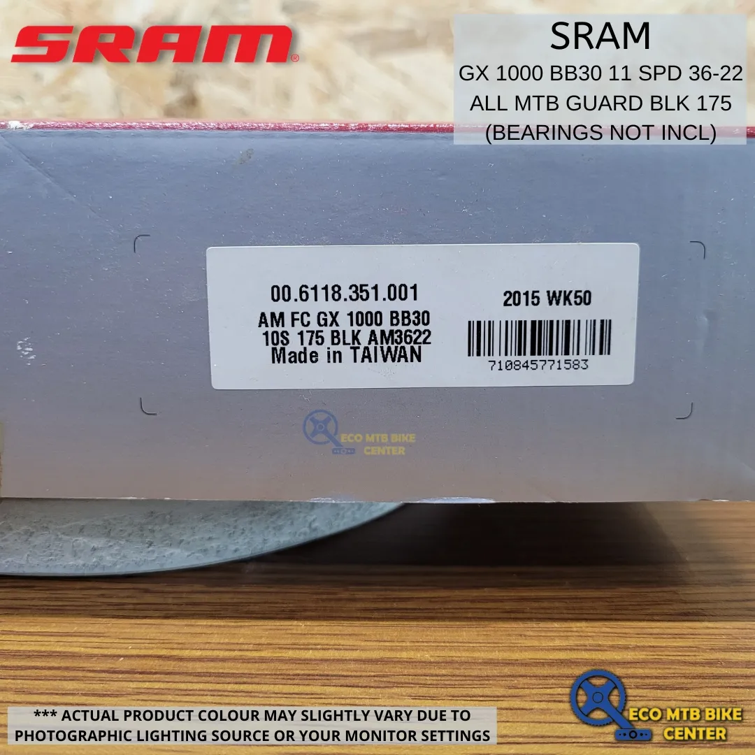 SRAM GX 1000 BB30 11 SPD 36-22 ALL MTB GUARD BLK 175 (BEARINGS NOT INCL)