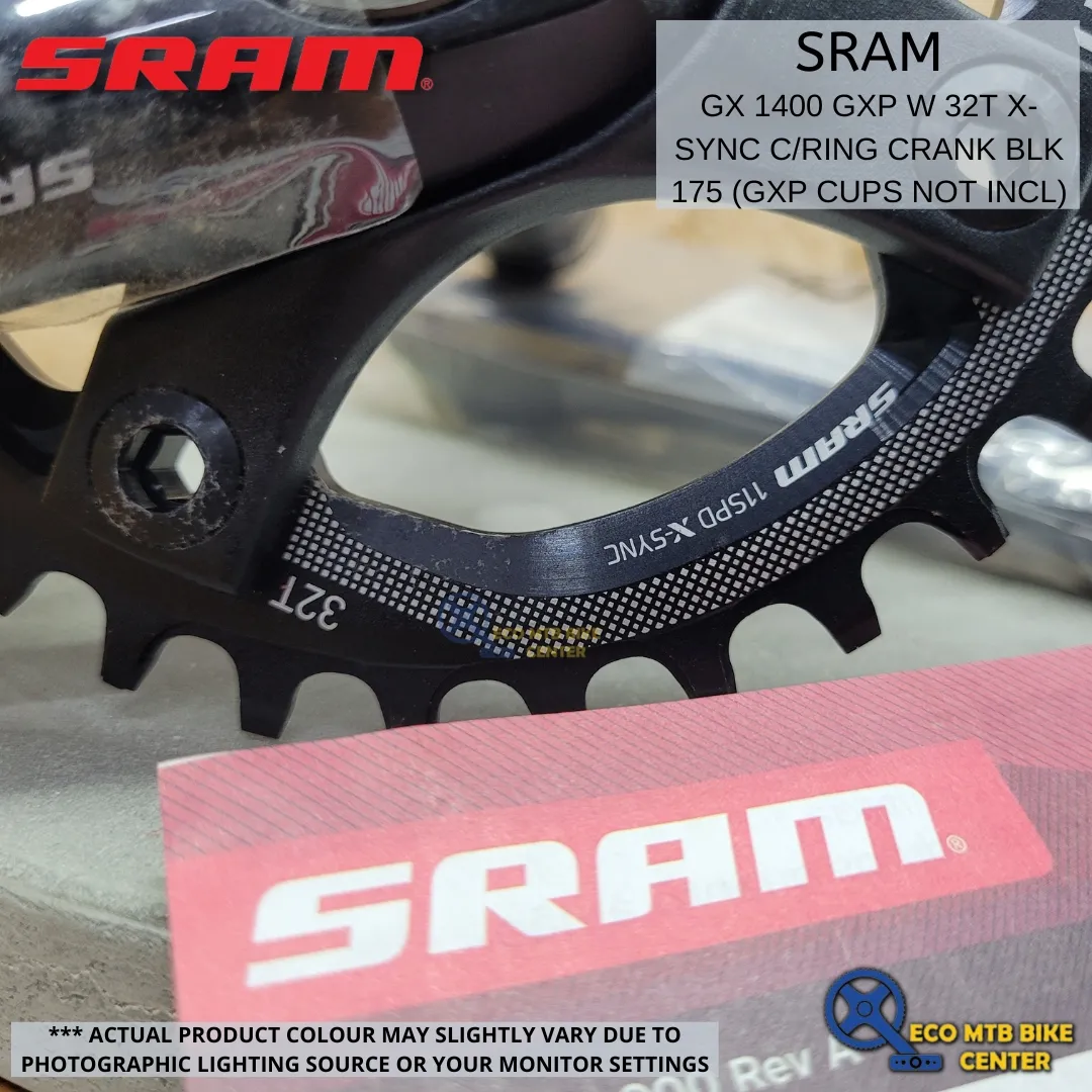 SRAM GX 1400 GXP W 32T X-SYNC C/RING CRANK BLK 175 (GXP CUPS NOT INCL)