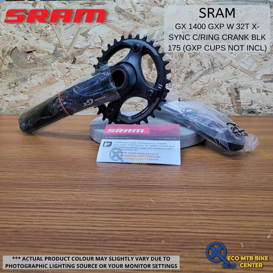 SRAM GX 1400 GXP W 32T X-SYNC C/RING CRANK BLK 175 (GXP CUPS NOT INCL)