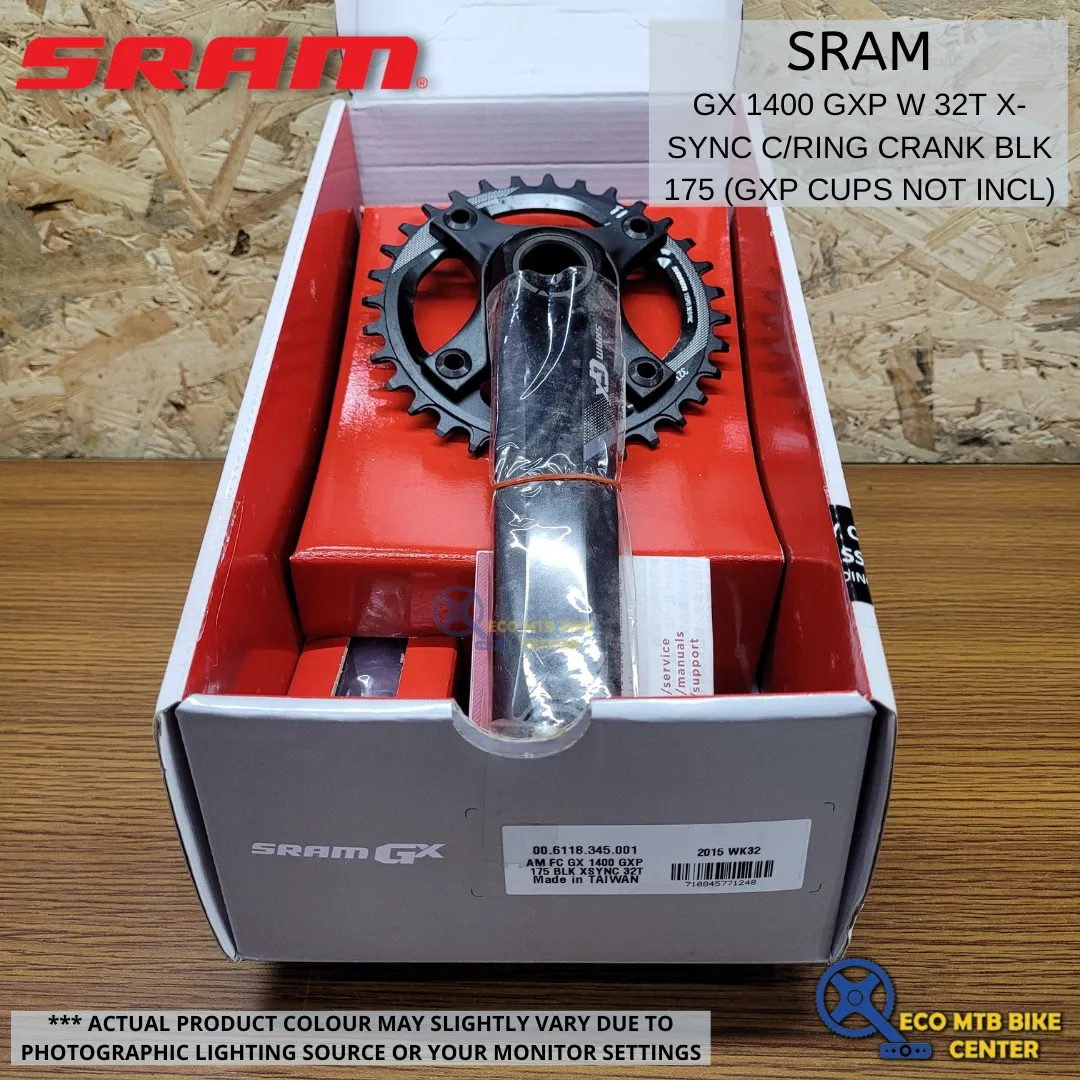 SRAM GX 1400 GXP W 32T X-SYNC C/RING CRANK BLK 175 (GXP CUPS NOT INCL)