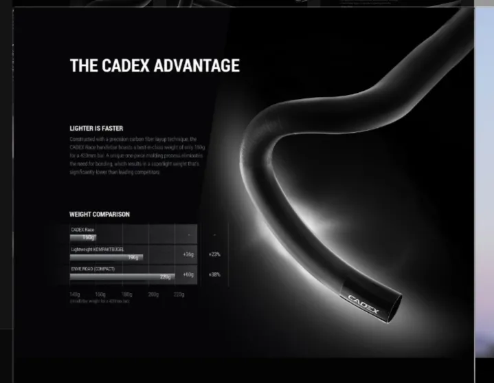 CADEX Race Super light One-Piece Carbon Handlebar 400mm