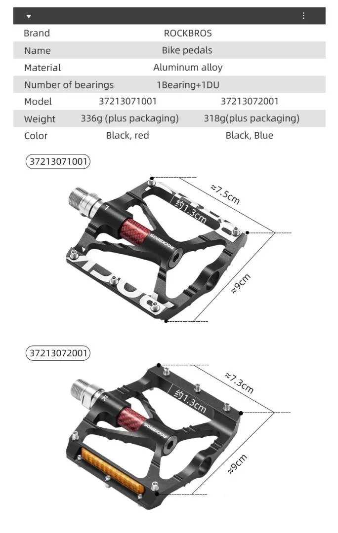 ROCKBROS Bicycle Pedals Bike Ultralight Mountain Bike Pedal MTB Rb K307T