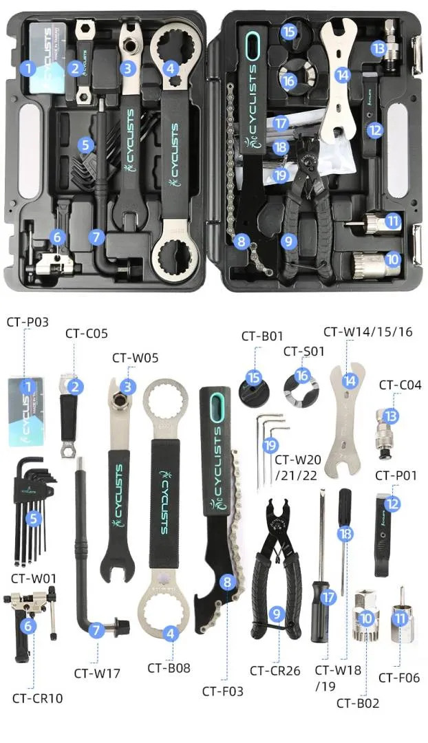 CYCLISTS 2023 18 In 1 Professional Bicycle Tools For Mountain Road Bike Chain Pedal BB Wrench Hex