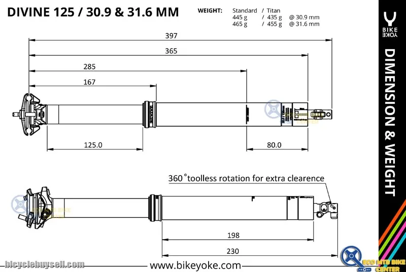BIKE YORE Dropper Seatpost Divine (without remote)