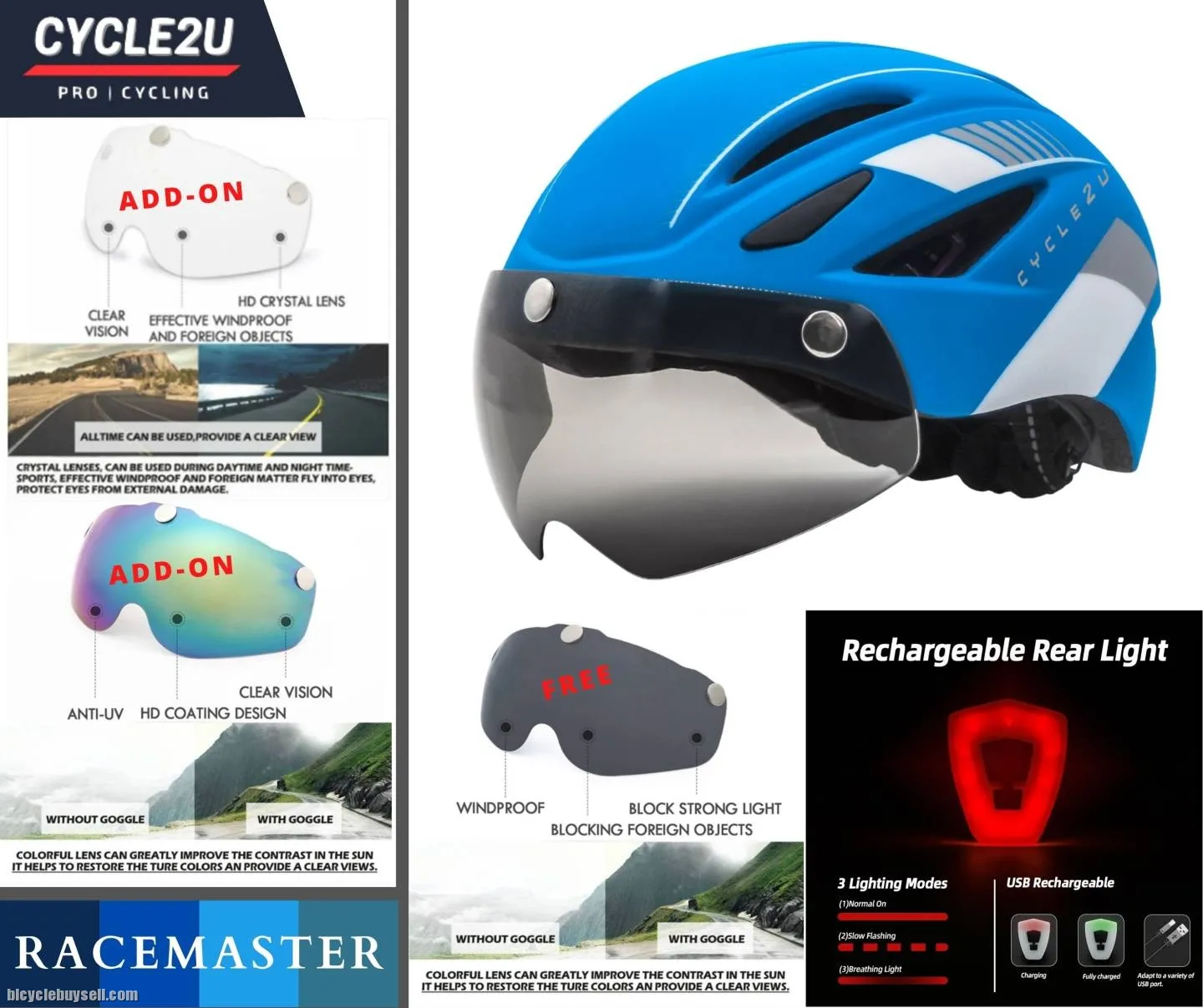 CYCLE2U RACEMASTER Cycling Helmet