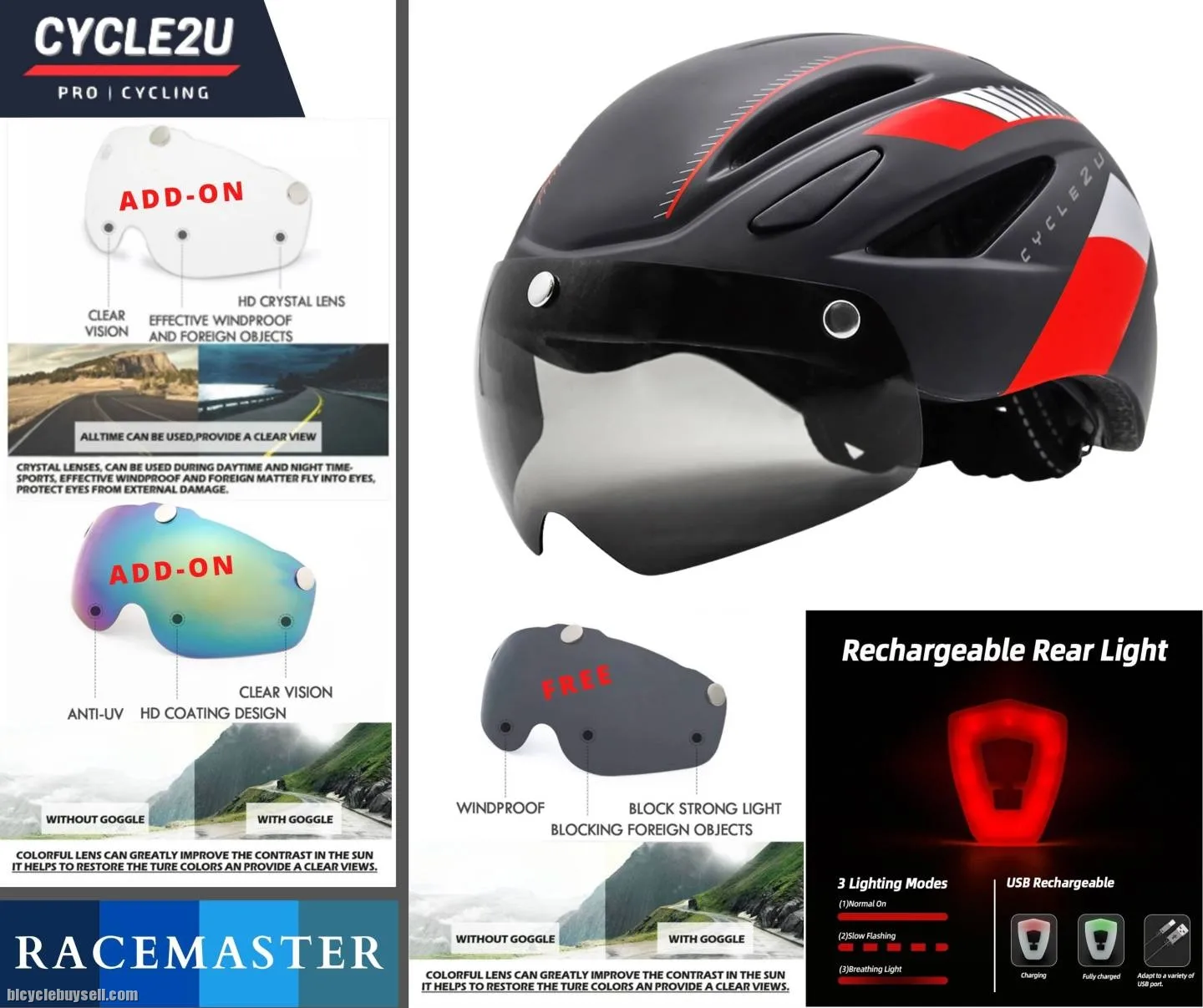 CYCLE2U RACEMASTER Cycling Helmet